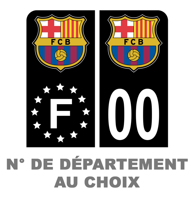 Pack Moto Premium Autocollant Plaque d'immatriculation FCB Barcelone Noir