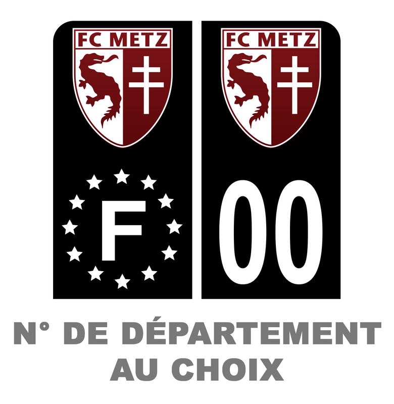 Pack Moto Premium Autocollant Plaque d'immatriculation FC Metz