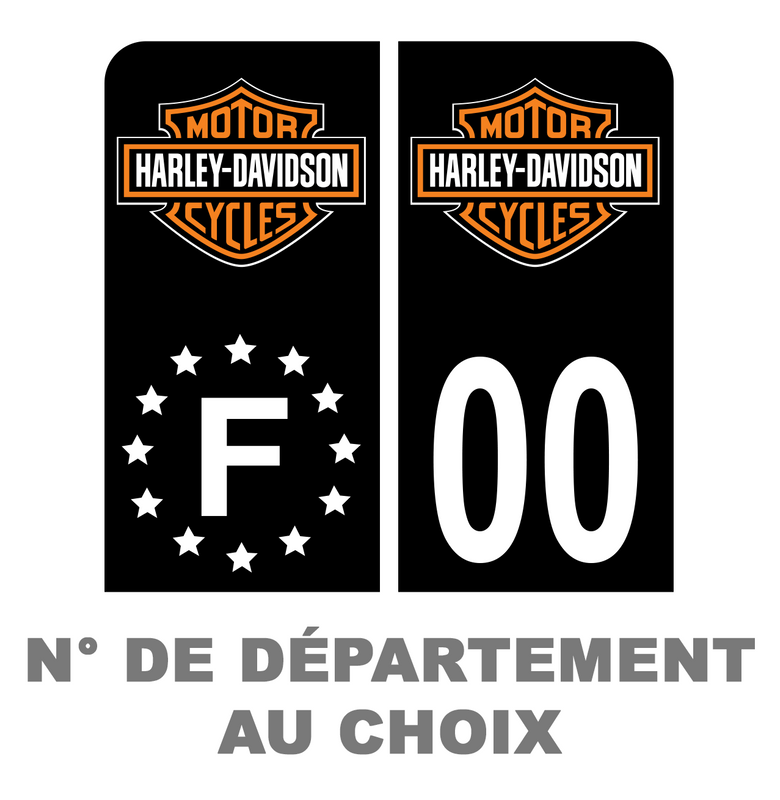 Pack Moto Premium Autocollant Plaque d'immatriculation Harley Davidson Noir