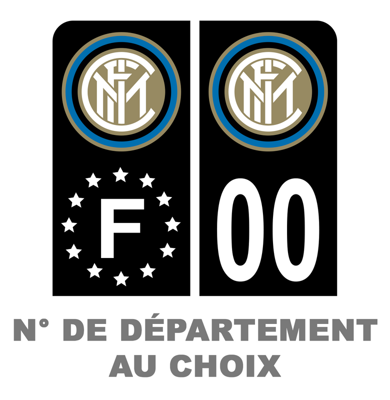 Pack Moto Premium Autocollant Plaque d'immatriculation Inter Milan Noir