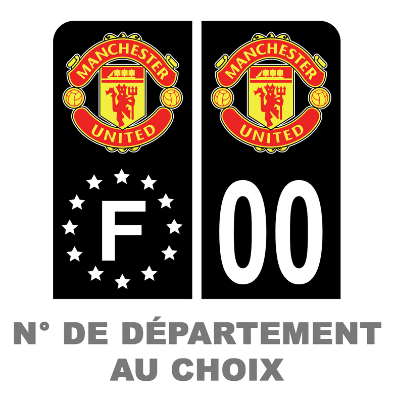Pack Moto Premium Autocollant Plaque d'immatriculation Manchester United Noir