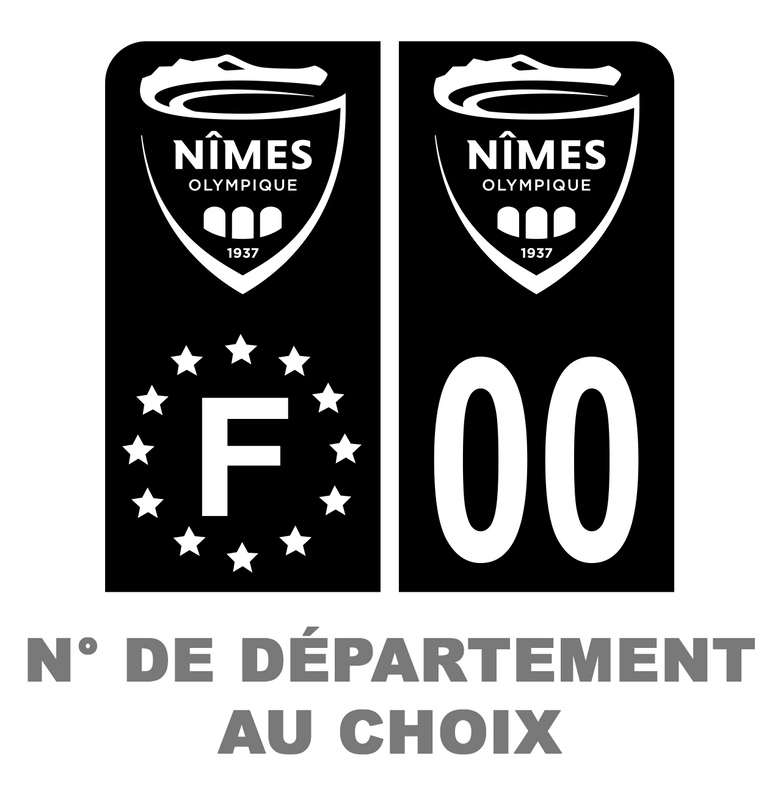 Pack Moto Premium Autocollant Plaque d'immatriculation Nîmes Olympique Noir