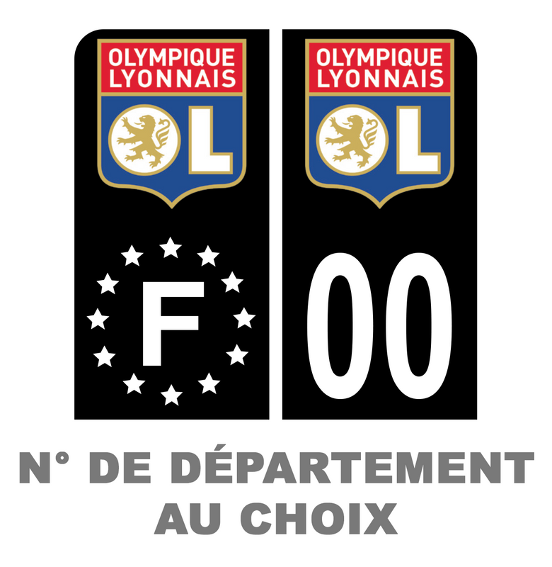 Pack Moto Premium Autocollant Plaque d'immatriculation Olympique Lyonnais