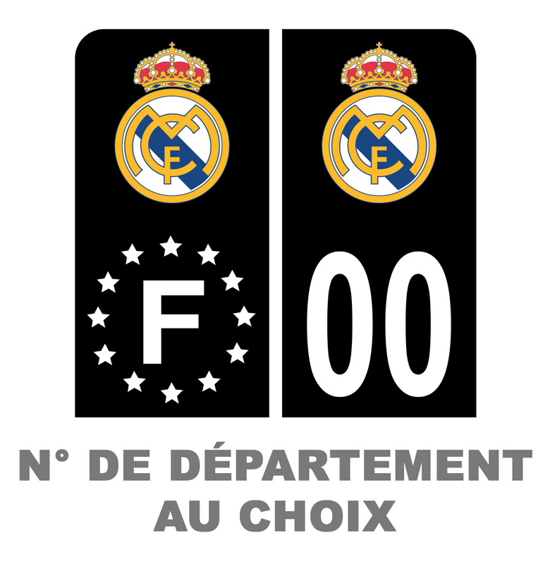 Pack Moto Premium Autocollant Plaque d'immatriculation Real Madrid Noir