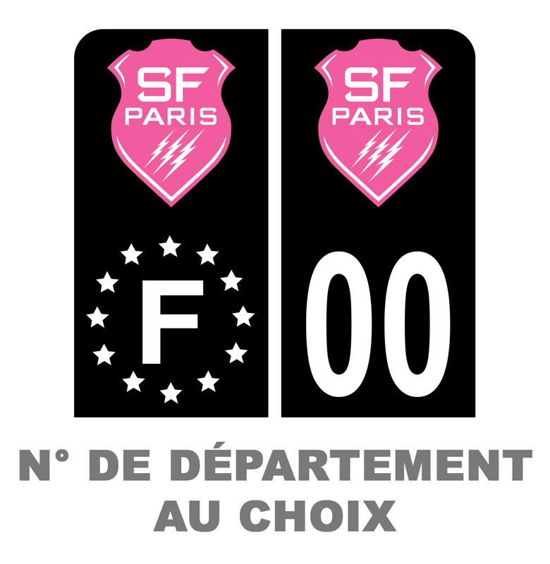 Pack Moto Premium Autocollant Plaque d'immatriculation Stade Français Paris Rugby Noir
