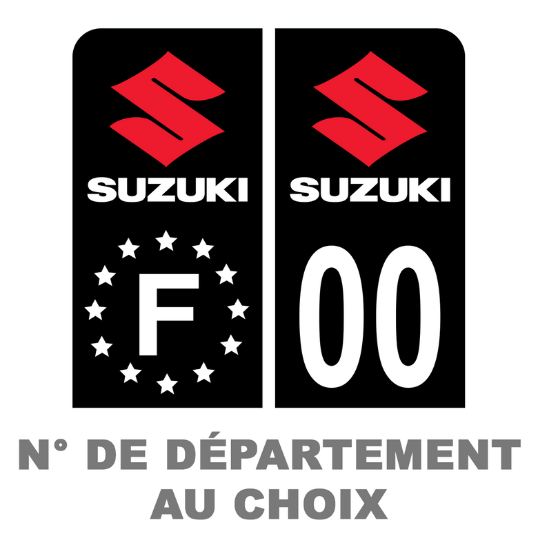 Pack Moto Premium Autocollant Plaque d'immatriculation Suzuki Noir
