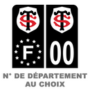 Pack Moto Premium Autocollant Plaque d'immatriculation Stade Toulousain Noir