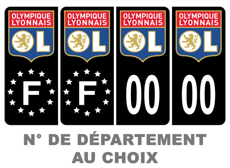 Pack Premium Autocollant Plaque d'immatriculation Olympique Lyonnais Noir