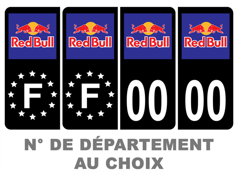 Pack Premium Autocollant Plaque d'immatriculation Red Bull Noir
