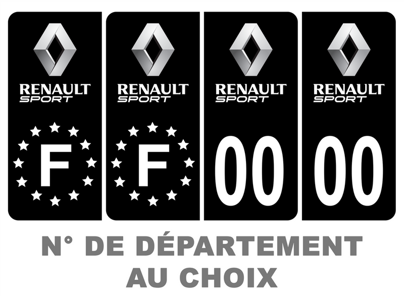 Pack Premium Autocollant Plaque d'immatriculation Renault Sport Noir