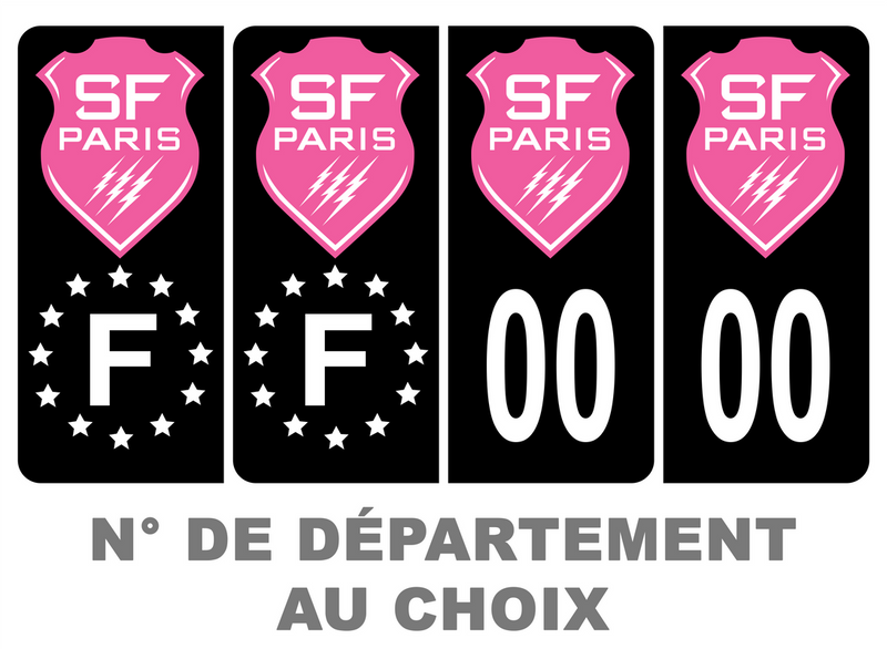Pack Premium Autocollant Plaque d'immatriculation Stade Français Paris Rugby Noir