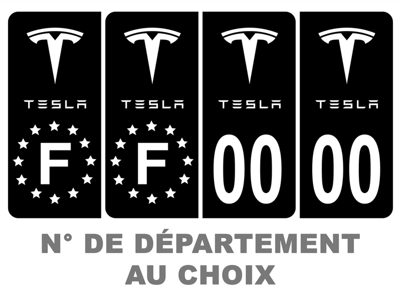 Pack Premium Autocollant Plaque d'immatriculation Tesla Noir