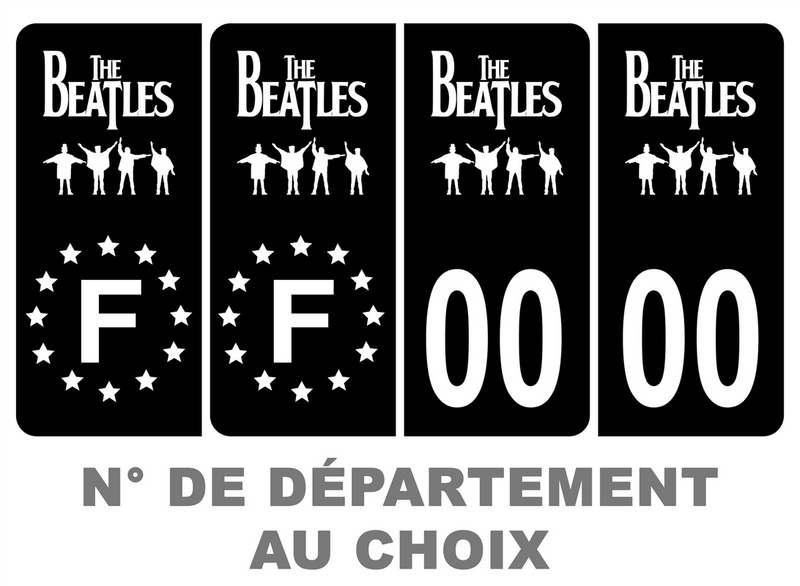 Pack Premium Autocollant Plaque d'immatriculation The Beatles Noir