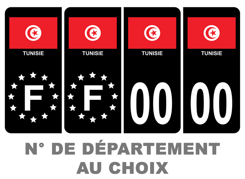 Pack Premium Autocollant Plaque d'immatriculation Pays Tunisie