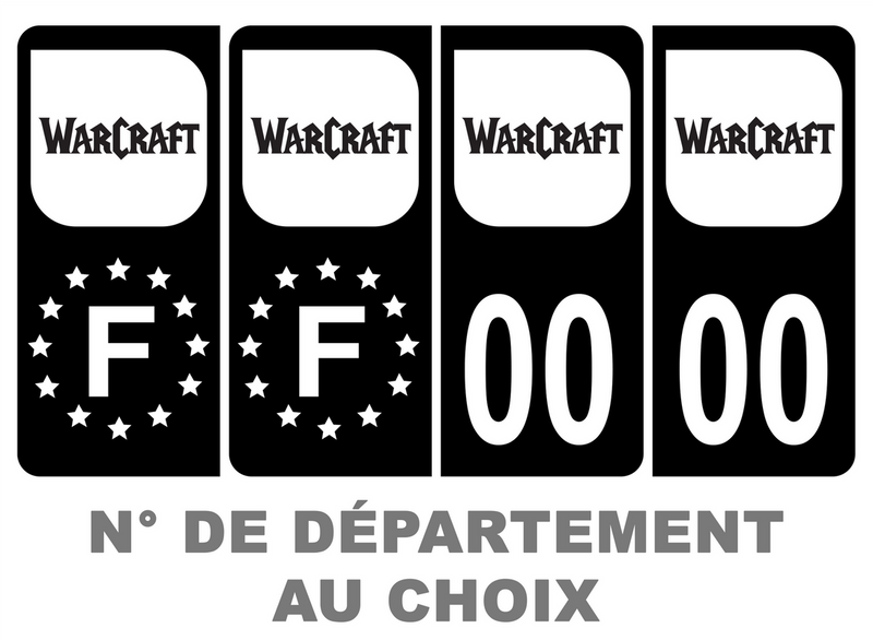 Pack Premium Autocollant Plaque d'immatriculation WarCraft Noir