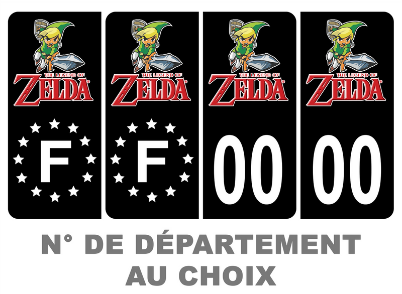 Pack Premium Autocollant Plaque d'immatriculation Zelda Noir