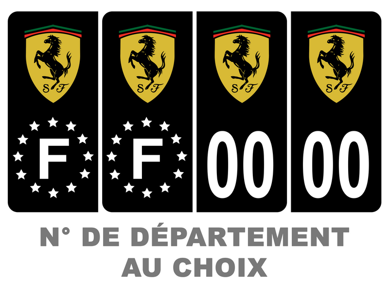 Pack Premium Autocollant Plaque d'immatriculation Ferrari Noir