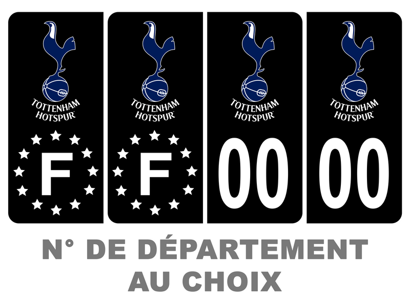 Pack Premium Autocollant Plaque d'immatriculation Tottenham Hotspur Noir