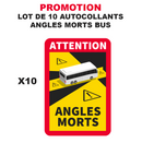 Lot de 10 Autocollant Danger Angles Morts