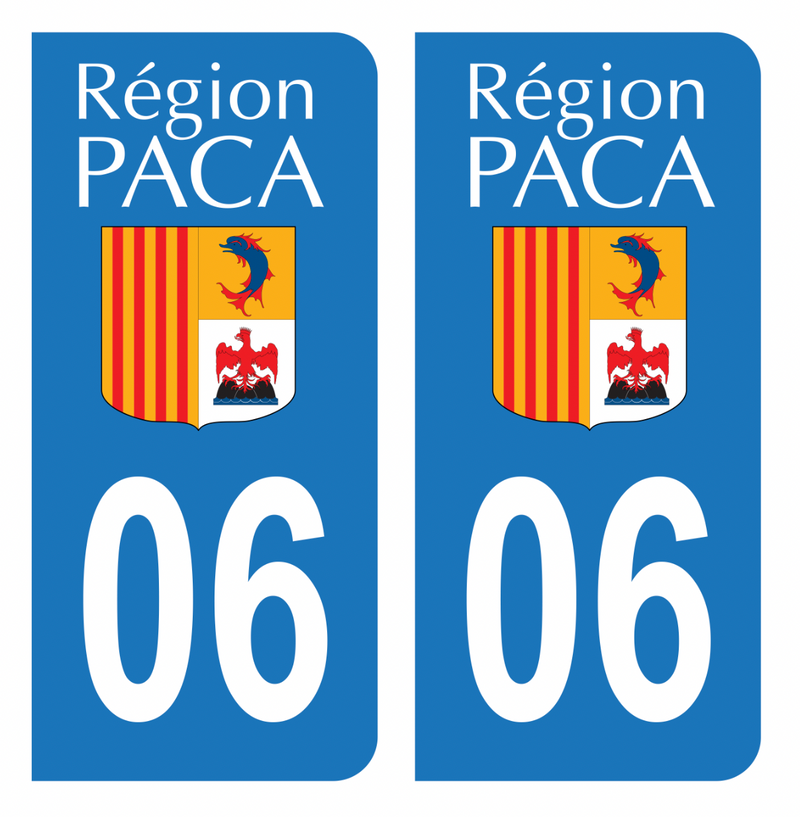 Autocollant Plaque d'immatriculation Voiture 06 Ancien Logo PACA