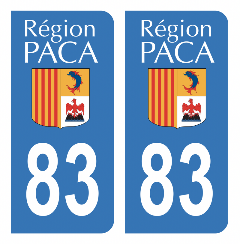 Autocollant Plaque d'immatriculation Voiture 83 Ancien Logo Paca Noir