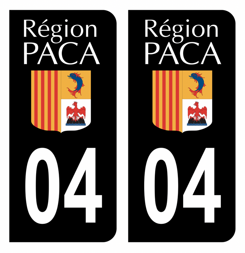 Autocollant Plaque d'immatriculation Voiture 04 Ancien Logo Paca Noir