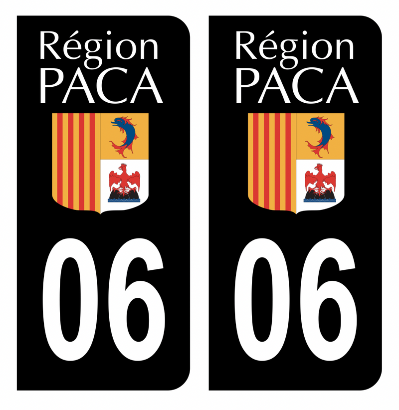 Autocollant Plaque d'immatriculation Voiture 06 Ancien Logo Paca Noir