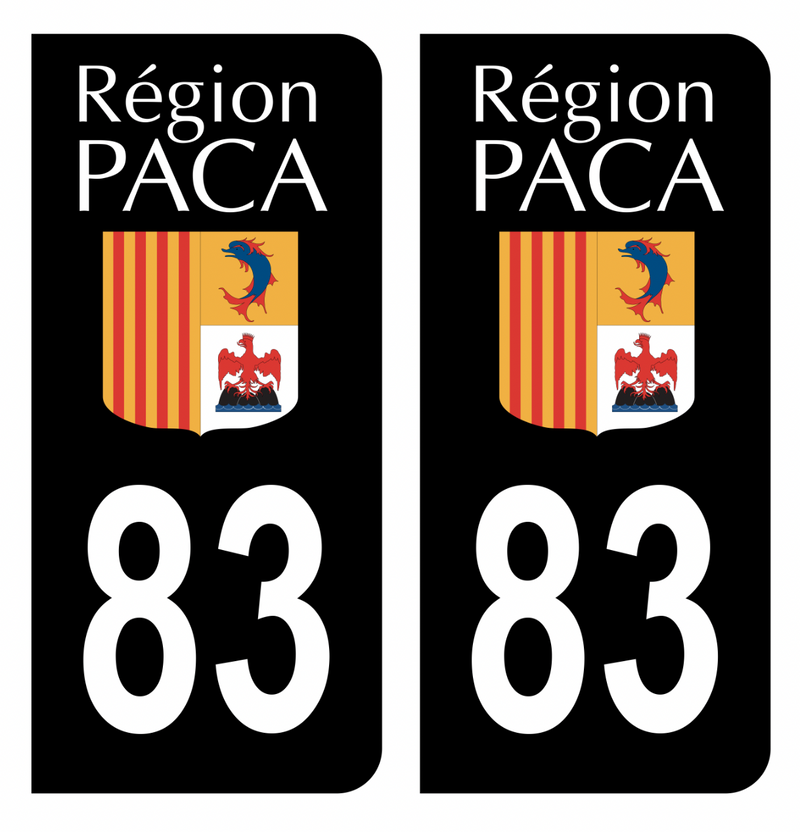 Autocollant Plaque d'immatriculation Voiture 83 Ancien Logo Paca Noir