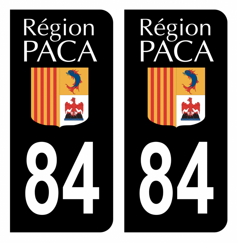 Autocollant Plaque d'immatriculation Voiture 84 Ancien Logo Paca Noir