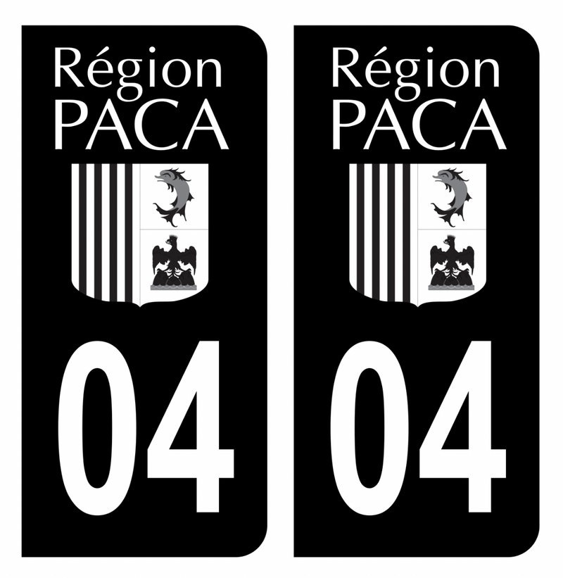 Autocollant Plaque d'immatriculation Voiture 04 Ancien Logo Paca Noir