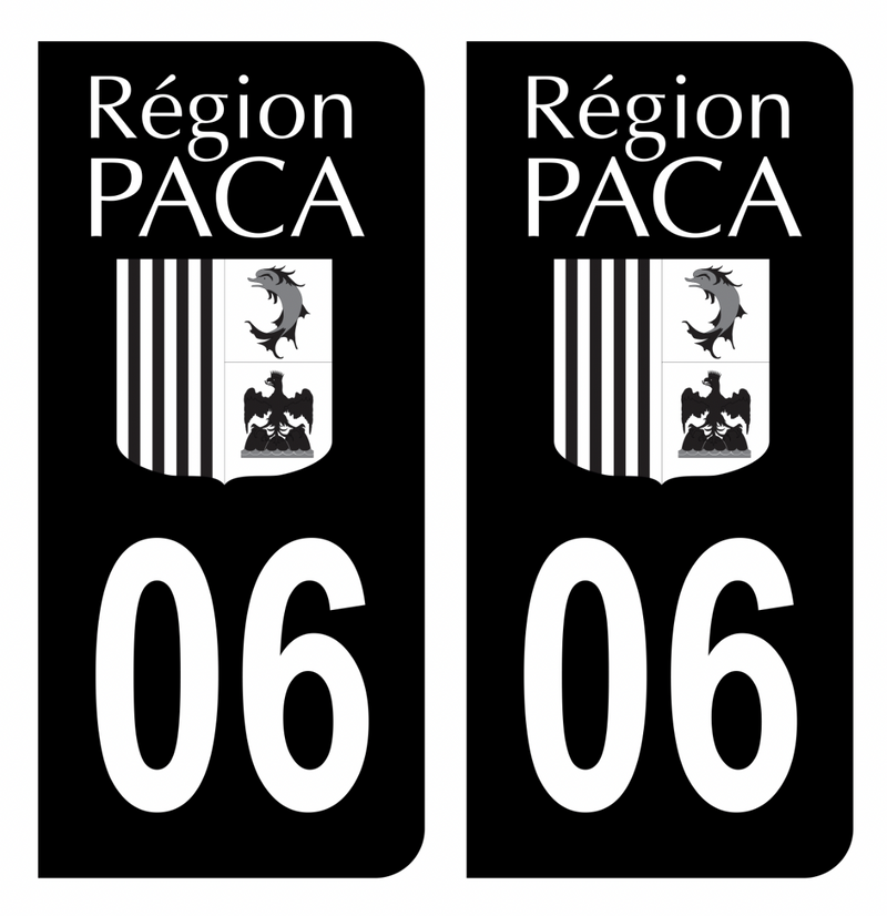 Autocollants Plaque Immatriculation Style Black Edition - Sud 06, Lot De 4, Vinyle Extérieur 3-5 Ans