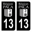 Autocollant Plaque d'immatriculation Voiture 13 Ancien Logo Paca Noir