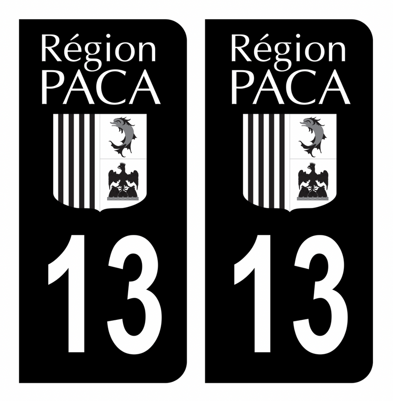 Autocollant Plaque d'immatriculation Voiture 13 Ancien Logo Paca Noir