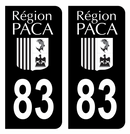 Autocollant Plaque d'immatriculation Voiture 83 Ancien Logo Paca Noir