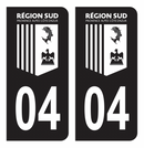 Autocollant Plaque d'immatriculation Voiture Département 04 Région SUD Noir