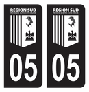 Autocollant Plaque d'immatriculation Voiture Département 05 Région SUD Noir