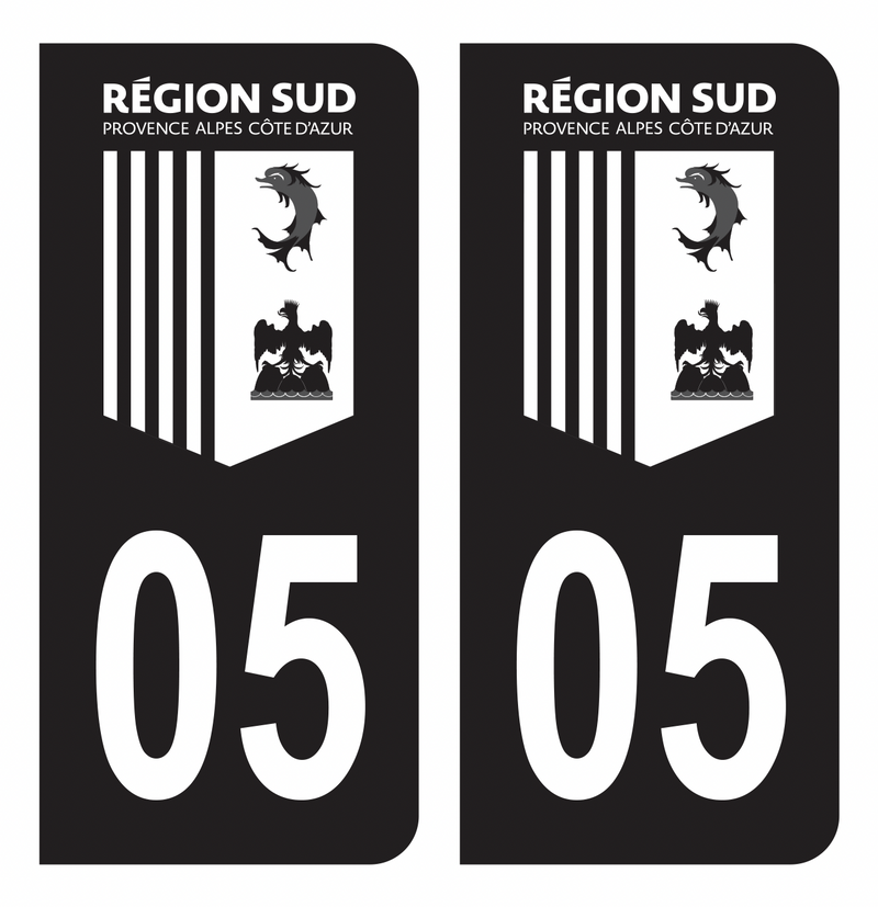 Autocollant Plaque d'immatriculation Voiture Département 05 Région SUD Noir