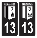 Autocollant Plaque d'immatriculation Voiture Département 13 Région SUD