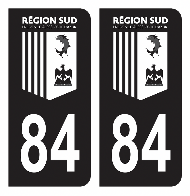 Autocollant Plaque d'immatriculation Voiture Département 84 Région SUD