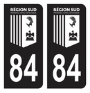 Autocollant Plaque d'immatriculation Voiture Département 84 Région SUD Noir