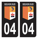 Autocollant Plaque d'immatriculation Voiture Département 04 Région SUD