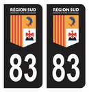 Autocollant Plaque d'immatriculation Voiture Département 83 Région SUD