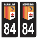Autocollant Plaque d'immatriculation Voiture Département 84 Région SUD Noir