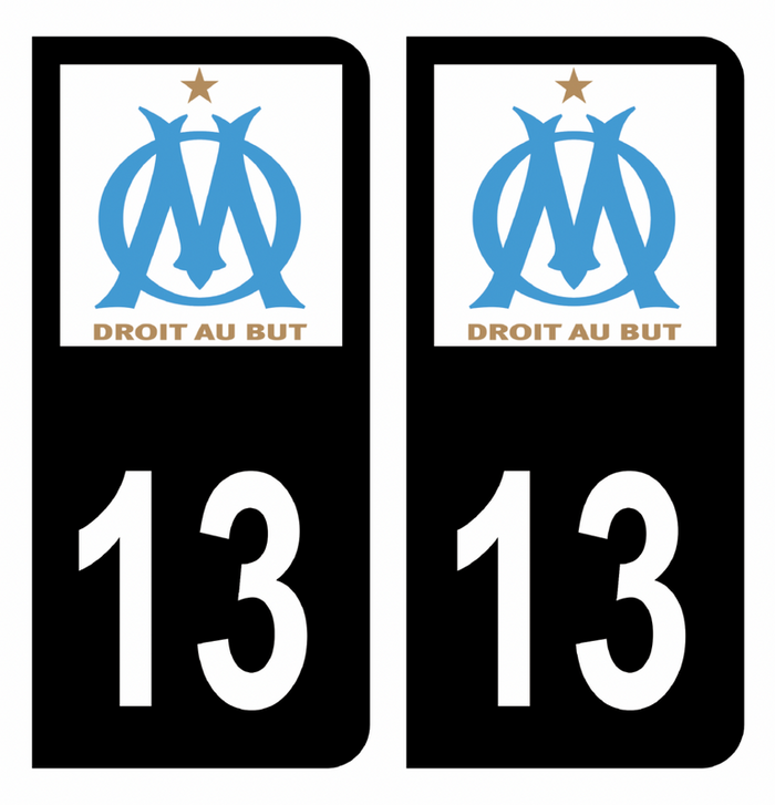 Lot De 2 Stickers Pour Plaque D'Immatriculation – Blason Marseille (13) – Adhésifs Haute Performance HD – Fabriqués En France