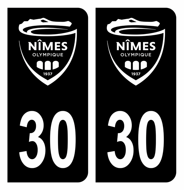 Autocollant Plaque d'immatriculation 30 Club Nîmes Foot Noir