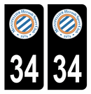 Autocollant Plaque d'immatriculation 34 Montpellier HSC Noir