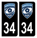 Autocollant Plaque d'immatriculation 34 Montpellier Rugby Noir