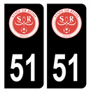 Autocollant Plaque d'immatriculation 51 Stade de Reims Noir