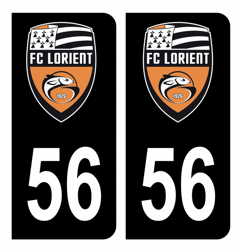 Autocollant Plaque d'immatriculation 56 FC Lorient Noir