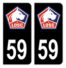 Autocollant Plaque d'immatriculation 59 LOSC Lille Noir